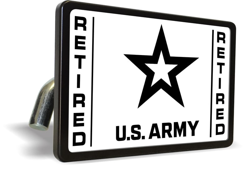 U.S. Army Retired with Star Logo (WB) - Tow Hitch Cover